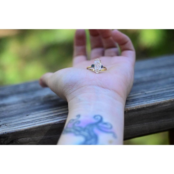 10k Solid Gold Raw Diamond Ring Engagement Ring Wedding Ring size 9 - Picture 2 of 9